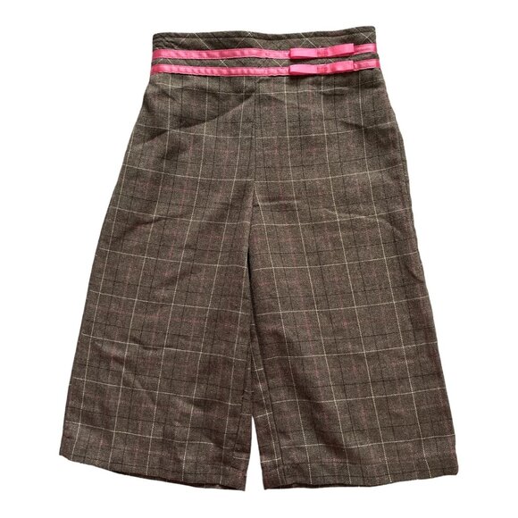 Vintage Inspired Samara Girls Plaid Vest & Pants Set With Pink Bow Accents Size - Picture 3 of 6